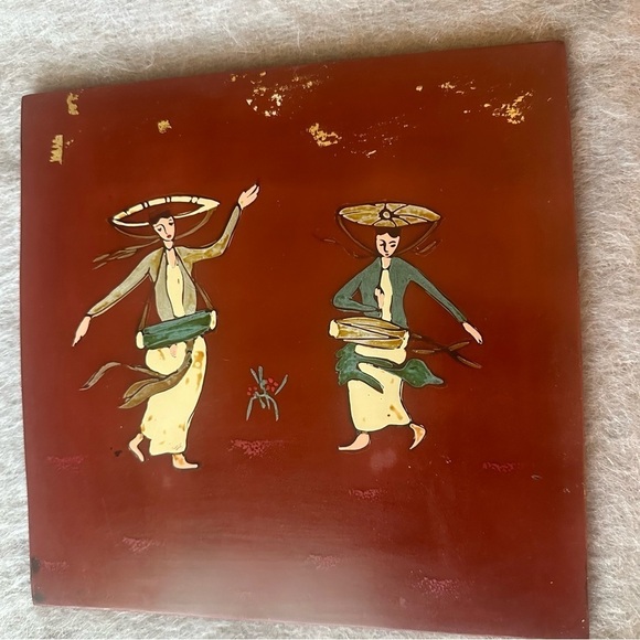 VTG Lacquer paintings Vietnamese Folk Art  10” - Picture 7 of 9